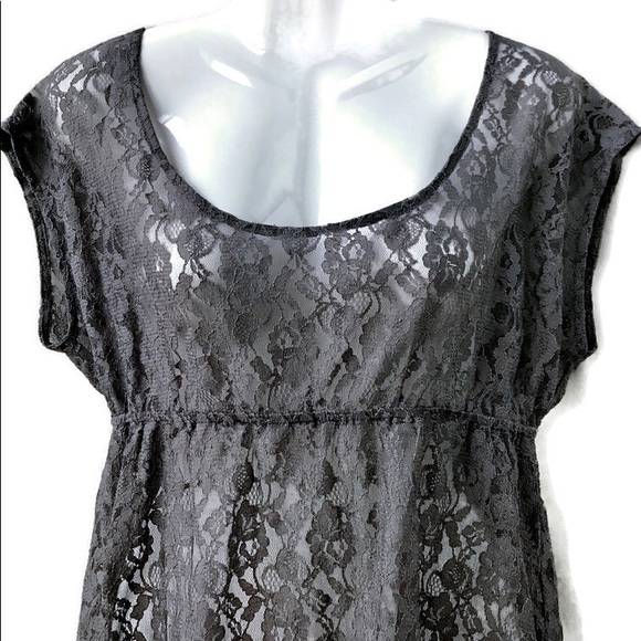 Free People Pewter Color Lace Tunic Top, Large - Picture 3 of 7